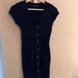 V-Neck Buttoned Down Mini Dress